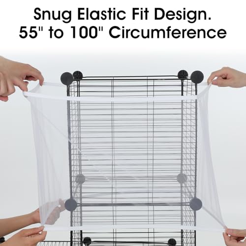 Nogeqi 2 Stück Vogelkäfig Abdeckung Kordelzug, Groß Vogelkäfig Samenfänger Birdcage Seed Catcher, Einstellbar Bird Cage Cover Weich Luftiger für Papageien Wellensittich Runde Quadratische Käfige