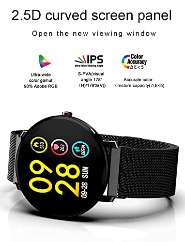 LLM Ultradunne smartwatch voor heren, IP68, waterdicht sporthorloge, herenhorloge, hartslagmeter, fitnessarmband voor Android iOS (A) - Afbeelding 3