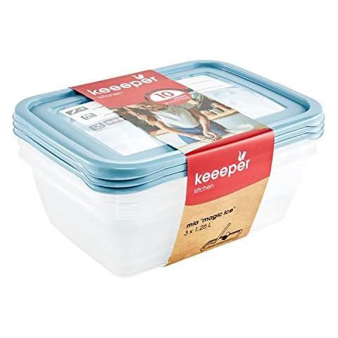 keeeper Set de 3 recipientes para congelación con etiqueta reutilizable Cover