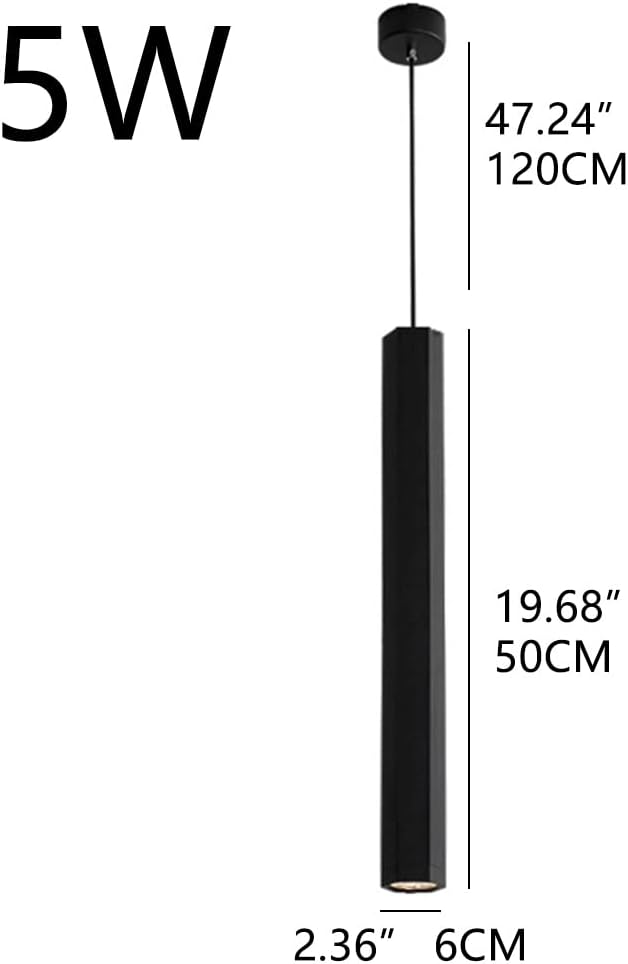 Black Single Head Hanging Lamp Ceiling Downlight Modern Led Light Aluminum Long Tube Chandelier Cylindrical Suspension Light Kitchen Island Light Bar Droplight/6 * 50Cm/White Light