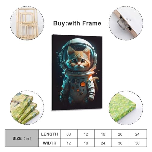 Affiche chat astronaute sur toile denoise pour effacer les murs vides