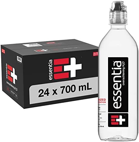 Essentia Bottled Water, Ionized Alkaline Water; 99.9% Pure, Infused with Electrolytes, 9.5 pH or Higher with a Clean, Smooth Taste, 23.67 Fl Oz (Pack of 24)