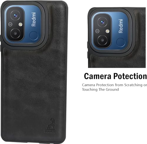 Image of AIBEX Shield Back Cover Case Compatible with Xiaomi Redmi 12C / Poco C55 Back Cover | Flexible Vegan Leather | Full Camera Protection | Raised Edges | Super Soft-Touch | Bumper Case