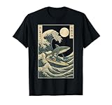 Retro Vintage Japonés Woodblock Style Brain Pudrición de Tralalero Tralala el tiburón Brainrot Surfeando la Gran Ola Off Kanagawa. Excelente idea para adolescentes y niños de generación alfa y genz de vuelta a la escuela.
