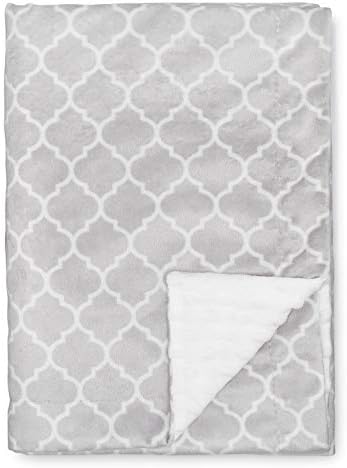 Comfy Cubs Baby Blanket for Newborn, Soft Minky Swaddle Sleeping Blanket, Travel Car Nursery Crib Stroller Milestone Blanket, Reversible Unisex Large Fluffly Fleece Wraps (Grey Pattern)