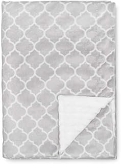 Comfy Cubs Baby Blanket for Newborn, Soft Minky Swaddle Sleeping Blanket, Travel Car Nursery Crib Stroller Milestone Blanket, Reversible Unisex Large Fluffly Fleece Wraps (Grey Pattern)