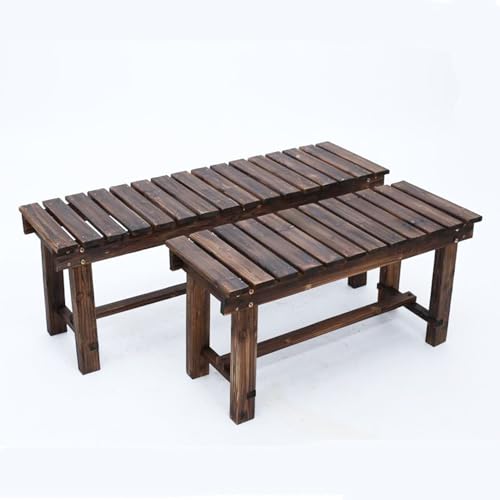 MJMLUCK Banc de Jardin/terrasse en Bois sans Dossier, résistant aux intempéries, pour 2 Personnes (150 cm x 90 cm). Idéal pour Salle à Manger, entrée,...