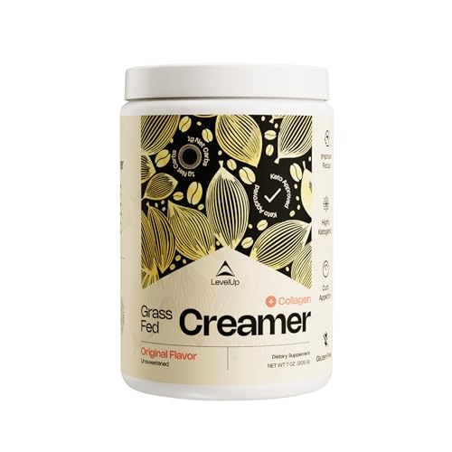 LevelUp Keto Coffee Creamer, MCT + Collagen, Unsweetened, 7 oz