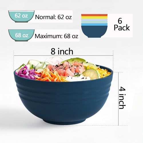 image for Homestockplus [Set of 6] 68 Oz Salad Bowls Large Serving Bowls Unbreak