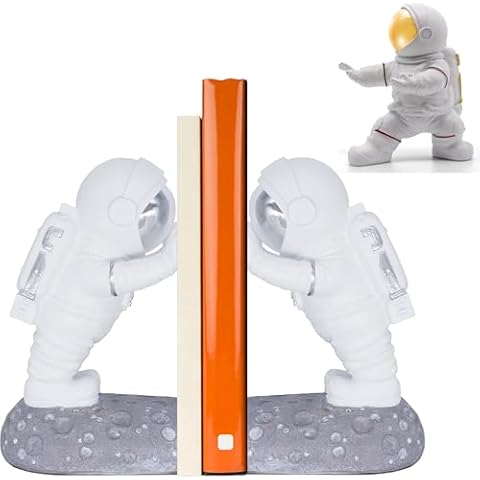 Astronaut Bookends Reflective Silver + Punching Astronaut Figurine Cover