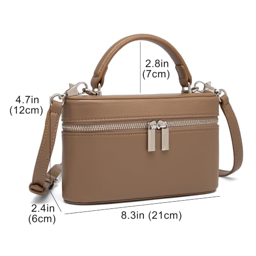 Image of Rejolly Vanity Case Handbag for Women Top-Handle PU Leather Purse Crossbody Shoulder Bag