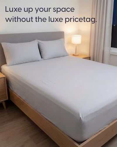 Image of Sleepy Town Split King Size Bed Sheets - 4 Piece - NO Flat Sheet Included - Split King Sheet Set - Soft, Comfy & Cooling - Easy Care - Wrinkle & Fade Free - Brushed Microfiber Sheets (French Grey)