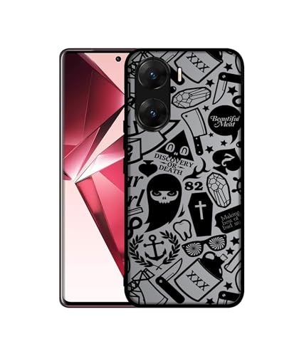Image of Discover Or Death Design Premium 2D Printed Metal Back Case Cover for Vivo V29E 5G