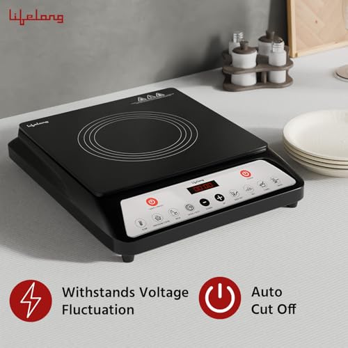 Image of Lifelong 1800 Watt Induction Stove, Electric Induction with 7 Preset Indian Menus Options, Auto Shut off & Temperature Controle, Ceremic Plate - 1 Year Manufacturer's Warranty (Black, LLIC101)