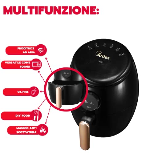 ARDES - AR1K32D Heteluchtfriteuse capaciteit 2 liter kleine luchtfriteuse met digitaal display en timer 60 minuten maximale temperatuur 200 °C Eldorada Mini D - Afbeelding 4