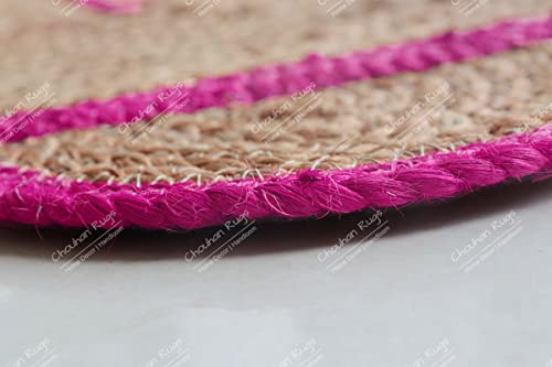 Tapete Chouhan Rugs de Yute Natural Trenzado Rosa miniatura 5
