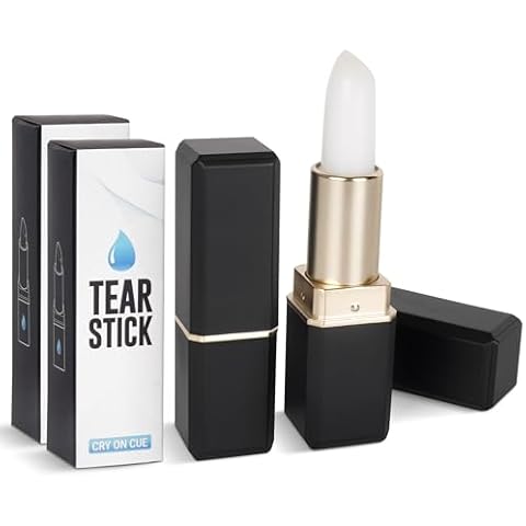 [2 Pack] Professional Tear Stick For Actors - Cry On Cue With Real Tears & Wet Eyes - Natural Menthol Formula Designed for Auditions, Theater, Film & TV - Enhance Emotions - Easy To Apply & Remove Cover