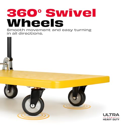 Image of JPT Hand Truck Folding Trolley | 600kg Load Capacity with 5 inch Wheels, 90x60 cm Platform | Full Metal Pipe Frame for Extra Strength | Heavy Duty Material Handling Cart | Ultra Heavy Duty