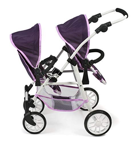 Bayer Chic 2000 691-71 Poussette Tandem Twinny pour poupées jusqu'à 50 cm, étoiles Violettes