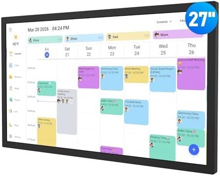 Digital Calendar – 27 Inch Electronic Wall Calendar & Chore Chart...