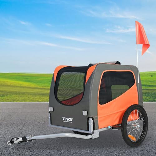VEVOR Hundeanhänger 30 kg 2in1 Fahrradanhänger Kohlenstoffstahl + 600D Oxford-Gewebe + PP faltbar 1440 x 720 x 779 mm als Anhänger 1400 x 720 x 830 mm als Kinderwagen Hundebuggy Jogger Anhänger