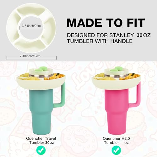 YUBIRD Anel de lanche para copo Stanley, bandeja de lanche para copo Stanley de 850 g, tigela de sil