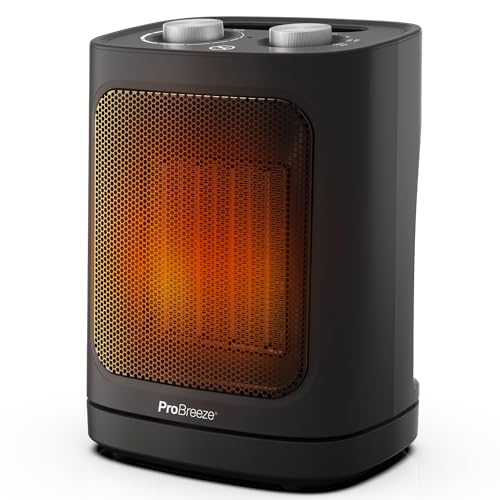 Pro Breeze Radiateur Soufflant en céramique 1800W, Chauffage d'appoint avec oscillation automatique, 2 réglages de chaleur et mode ventilateur seul - Noir 1800w – Eco – Noir