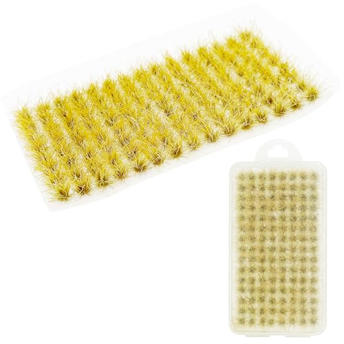 Attuslla 120 PCS Artificielle Modèle Touffe, Touffe d'herbe Statique Herbe Modèle Arbres Gazon Lichen pour Feuillage pour DIY Railway Train Paysage du Paysage, Jaune