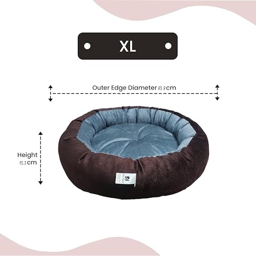 Image of XL Size Dog Bed for Large Size Dogs, Puppies, Kitten and cat Bed Velvet Fabric Dual Color Grey-Brown Anti Skid Bottom Washable Export Quality Pet Bed