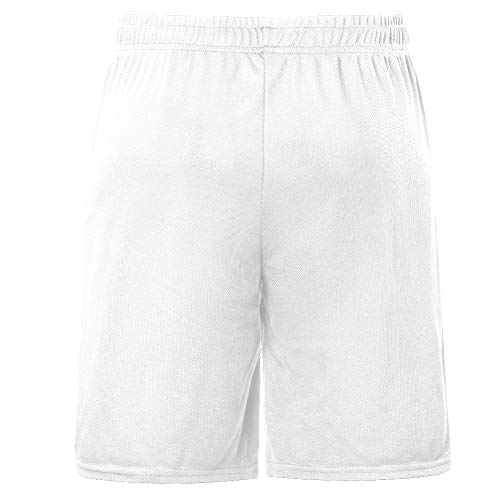 Big And Tall Shorts For Men Basketball Shorts Athletic Lightweight Dry-Fit Training Workout Shorts Zipper Pockets White #TOP2