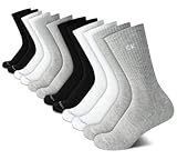 Calvin Klein Womens Crew Socks - 12 Pack Lightweight Moisture-Wicking Cushioned Crew-Length Athletic Socks for Women, Size 4-10, Grey Assorted