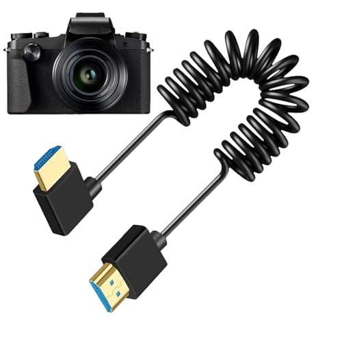 Jingmiger Cable de Pantalla de Monitor para Cámara | Cable de Muelle para Monitores Portátiles - Conector fino compacto elástico para uso intensivo en Estudio y Exterior