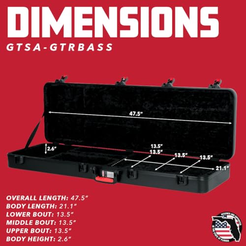 Image of Gator Cases Molded Flight Case for Bass Guitar with TSA Approved Locking Latch, (GTSA-GTRBASS)
