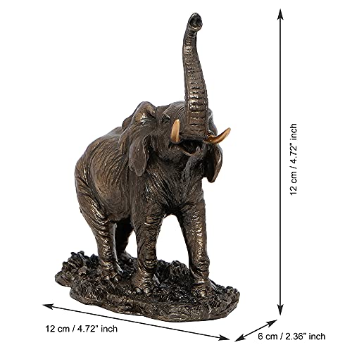 Image of eCraftIndia Handcrafted Resin and Bronze Trunk Up Elephant Statue | Animal Figurine Decorative Showpiece for Home, Living Rooms, Office, Entryways, Or Libraries for Elephant Lovers