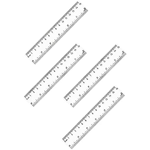 4 Pack 6-Inch Straight Rulers,Clear Plastic Ruler, Suitable for Student School and Office Drawing Measuring Tools, Study Ruler, Standard Ruler, Centimeter and inch Ruler, Small Rulers Cover
