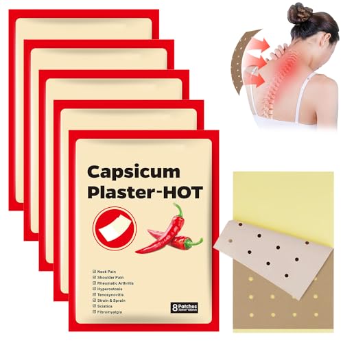 XPJBKC Parches Termicos de Calor, 40 Parches Parches para El Dolor de Capsaicina, Parches Dolor Espalda para Espalda y Hombro Articulaciones Magulladuras Dolor Muscular