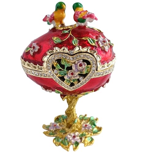 zltSunshine Vintage Enamel Bird & Branch Trinket Box Decorative Bird