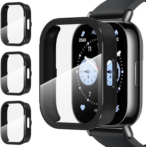 Suoman for Xiaomi Redmi Watch 5 Lite Case (3pcs) Xiaomi Smart Watch Case for Redmi Watch 5 Lite Cover-Black+Black+Black