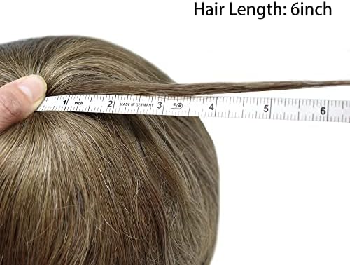 Toupee For Men Hair Piece European Human Hair Mens Toupee 0.12mm Injected Poly Hair Replacement System Gray Hair Pieces For Men US Stock. (8x10''- #1710 17# DARK ASH BLONDE WITH 10% SYNTHETIC GREY)