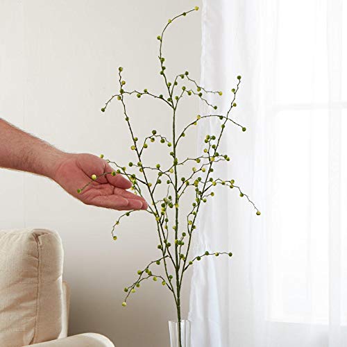 Factory Direct Craft Cream and Green Vinyl Berry and Twig Sprays | 2 Sprays | for Indoor or Outdoor Decor