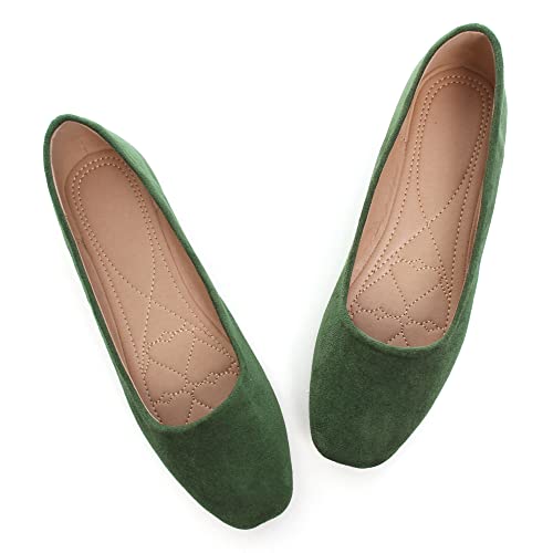 Image of ChaiRong Zhou Women Square Toe Ballets Flats Comfort Slip On Walking Shoes for Driving