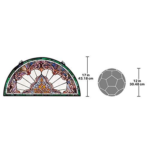 image for Design Toscano Lady Astor Demi-Lune Stained Glass Window Hanging Panel