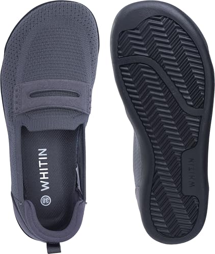 Image of WHITIN Women's Wide Toe Box Loafers Slip On Flats W607 | Roomy Forefoot Comfort, Effortless Wear, Balanced Foot Alignment, Breathable Knit Upper, Natural Walking Feel