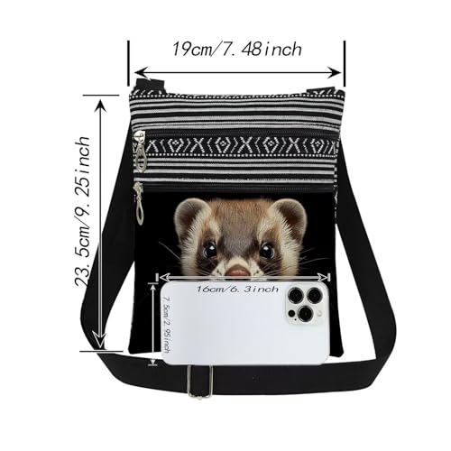 Ferret Print Crossbody Bag Adjustable Strap Bag for Travel Purse Birthday Holiday Christmas Gift for Ferret Lovers Women Men Messenger Bag2
