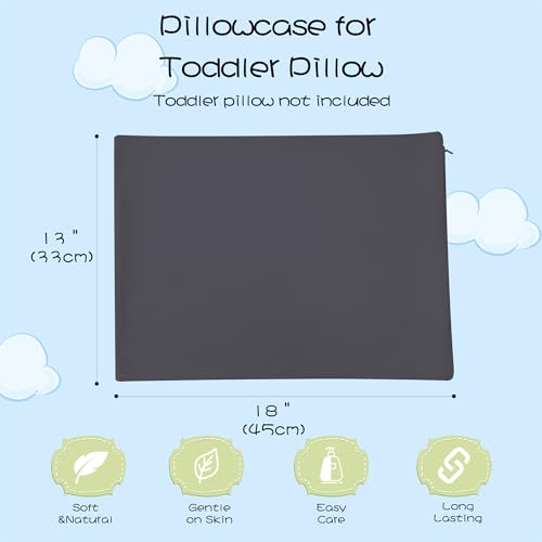 Image of 100% Cotton Toddler Pillow Protectors with Invisible Zipper, 600 Thread Count Sateen Wave Soft Breathable Hypoallergenic Nursery Pillowcases for Kids, 13x18 Inches, Set of 2