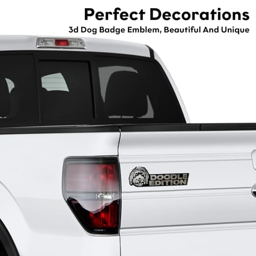 Image of Doodle Dog Edition 3D Car Badge, Laser Cutting Metal Emblem, Cute Dogs Decals
