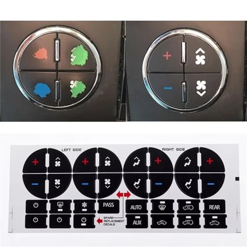 Autocollants bouton haute adhérence pour console de climatisation GMC Acadia