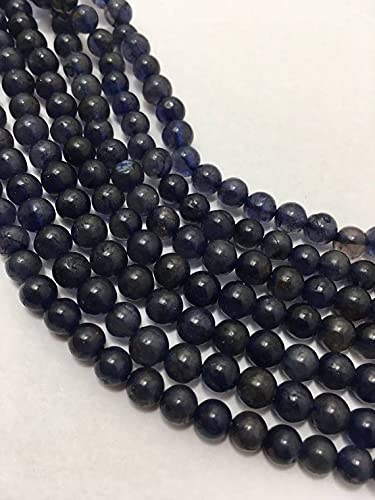 Perles en iolite naturelle rondes et lisses de 6mm pour création de bijoux uniques