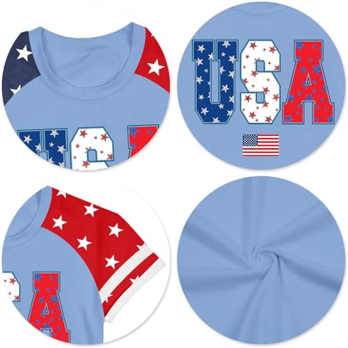 Image of Ithalt Boys Girls USA Shirts Kids 4th of July Shirts American Flag Tshirt Patriotic Top Independence Day Outfit 5-13y