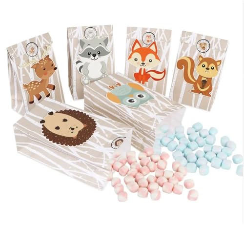 E commerce Bag 12 Pieces Animal Theme Gift Bags Kid Birthday Party Animal Party Favor Bags